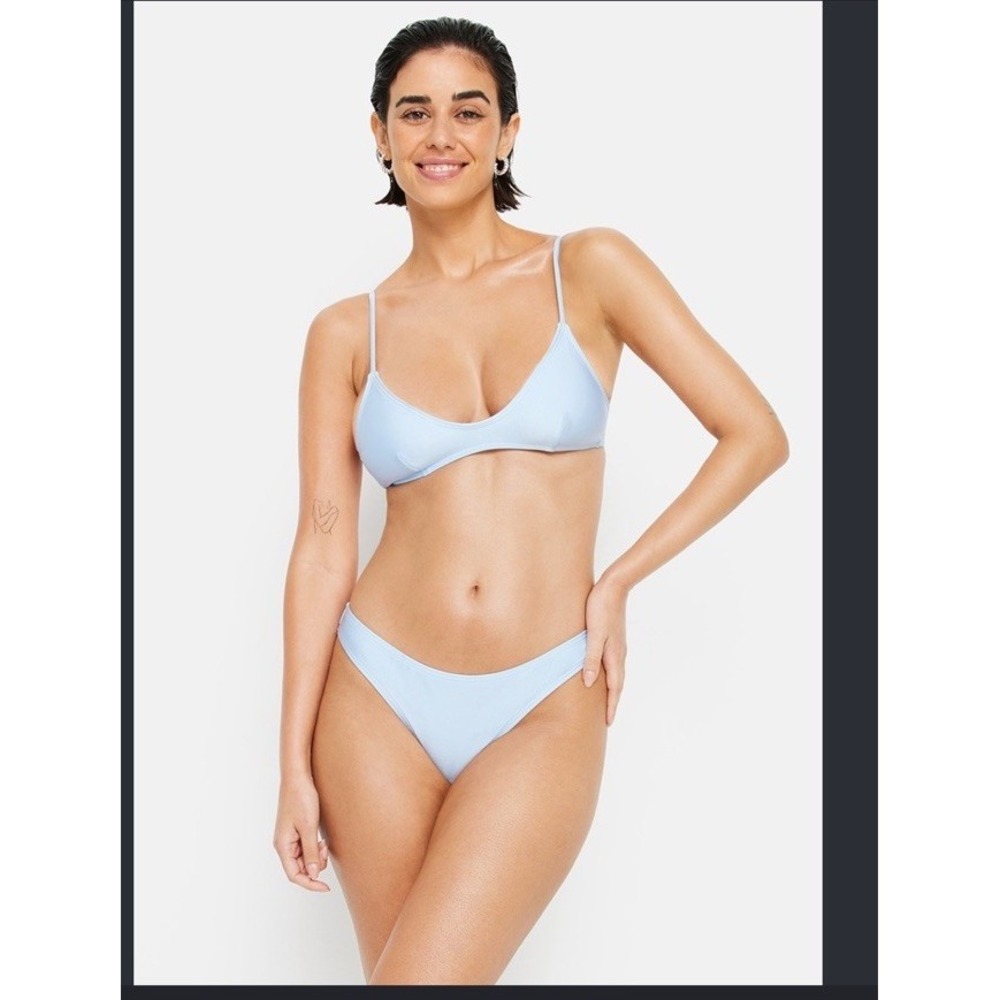 J.Crew Smooth SZ XXL Sky Blue Mid-Rise High-Leg Bikini Hipster Triangle Top NWT